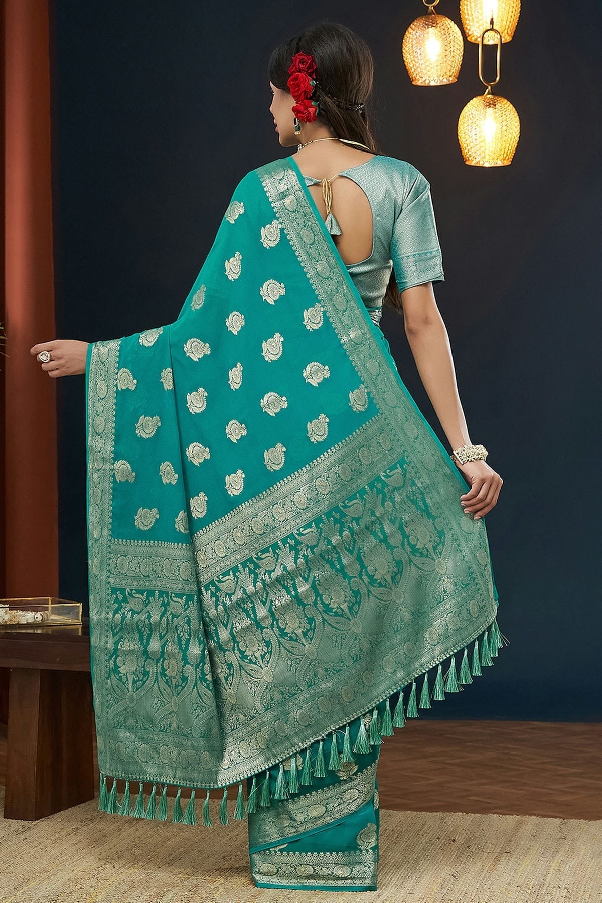 Sky Blue Colour Georgette Traditional Saree SD1112131 A