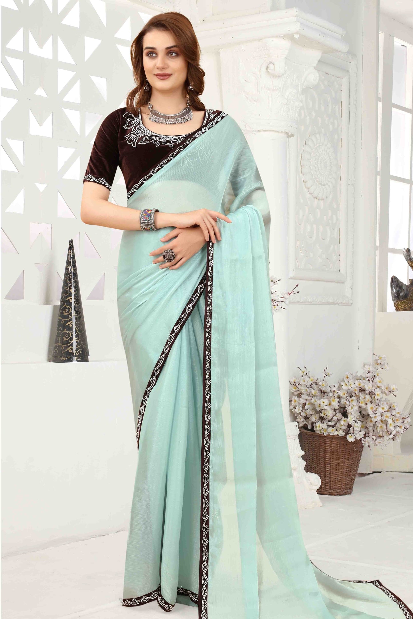 Sky Blue Colour Jimmy Choo Crush Designer Saree SD1121111