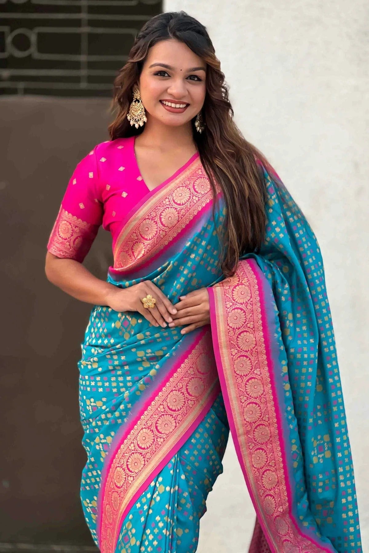 Sky Blue Colour Meenakari Work Patola Silk Traditional Sarees SD1113384 A