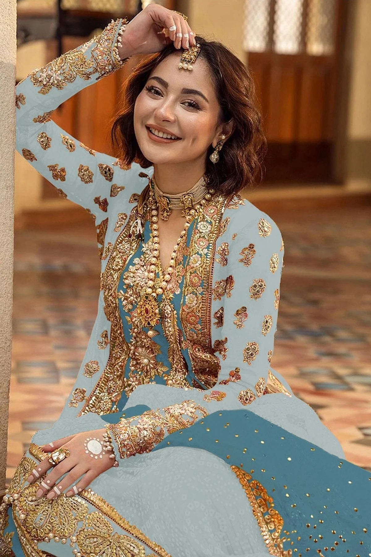 Sky Blue Colour Organza Pakistani Suit SM1140090 A