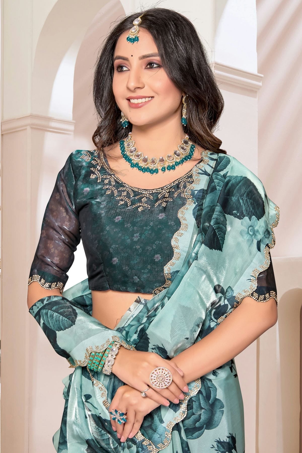 Sky Blue Colour Organza Silk Designer Saree SD1121862 A