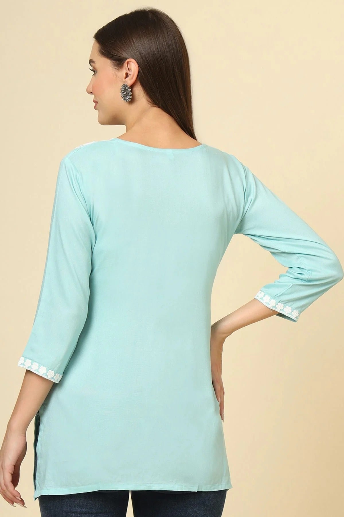 Sky Blue Colour Rayon Readymade Top TP1110861 A