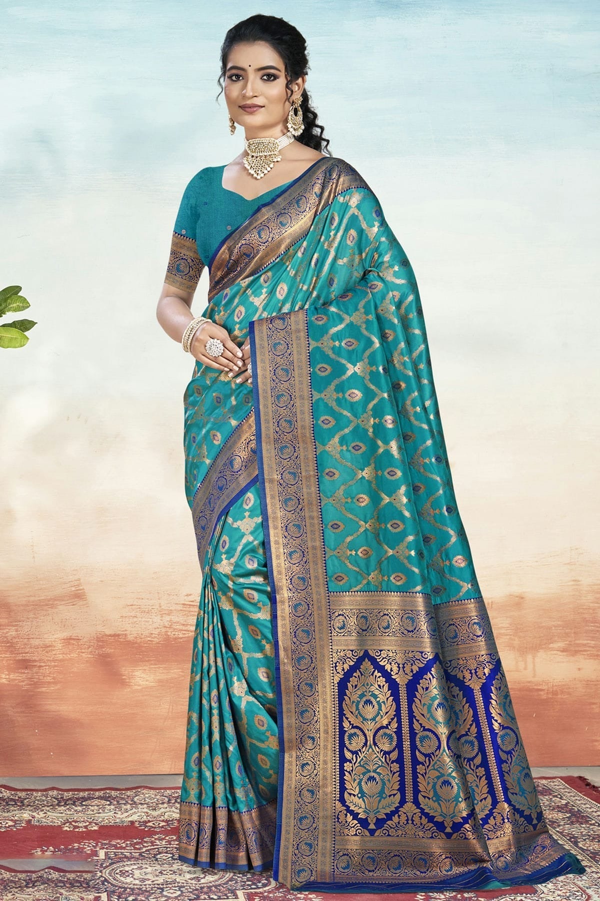 Sky Blue Colour Silk Woven Work Traditional Saree SD1103040