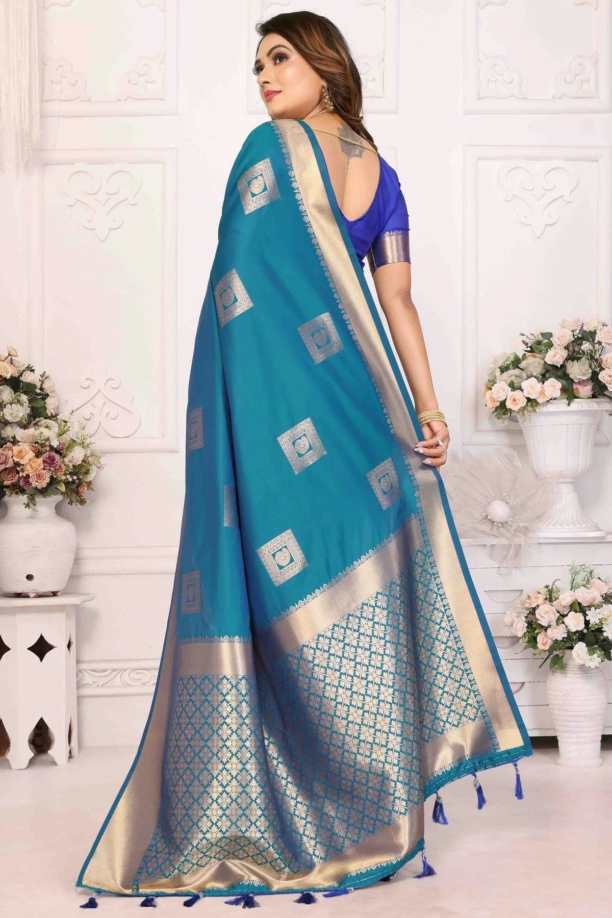 Sky Blue Colour Soft Silk Traditional Saree SD1113105 A