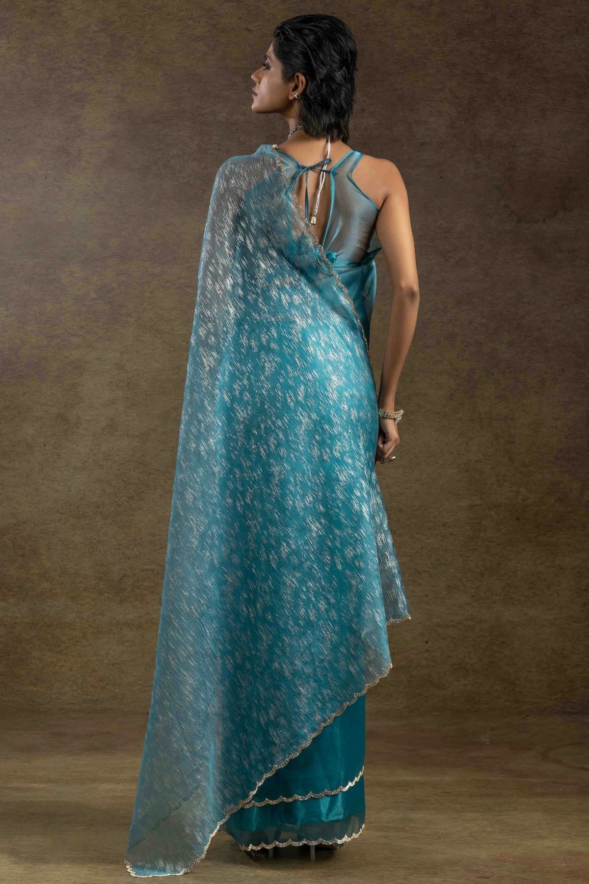 Sky Blue Colour Tissue Silk Ready To Wear Saree SD1122043 A