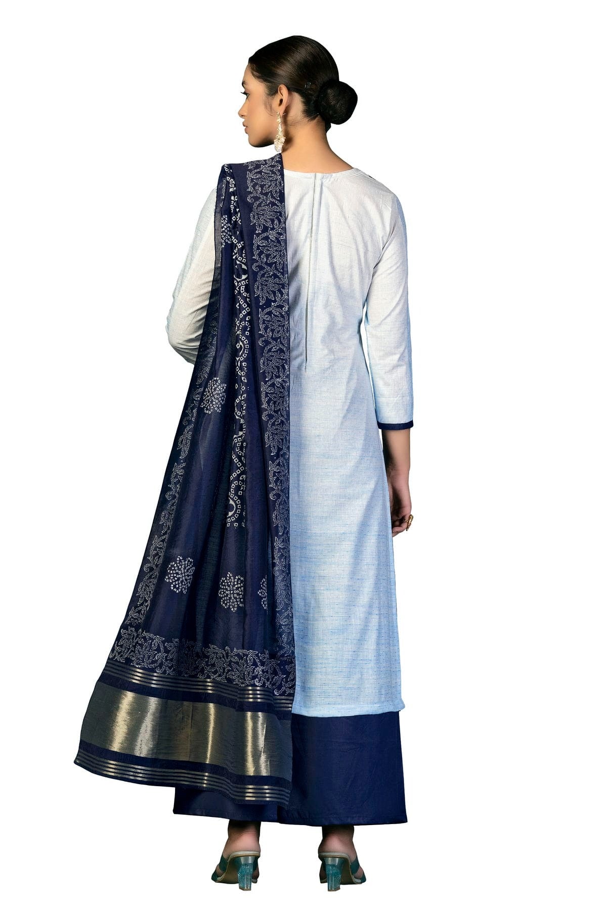 Sky Blue Colour Unstitched Cambric Cotton Palazzo Pant Suit US1161055 A