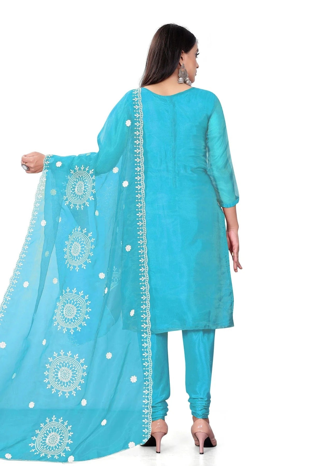 Sky Blue Colour Unstitched Organza Churidar Suit US1160712 A