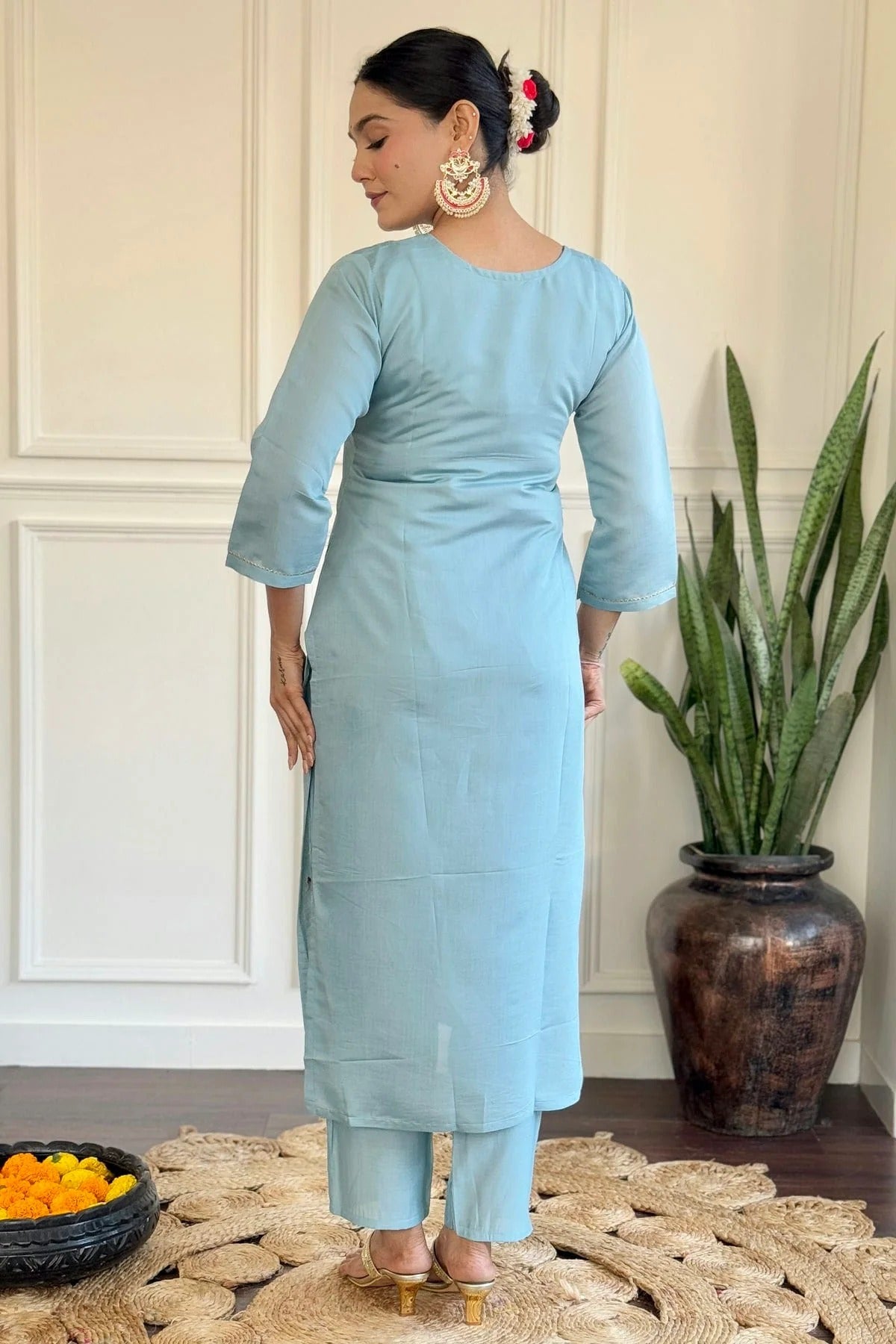 Sky Blue Colour Viscose Chanderi Stitched Salwar Suit SS1112026 A