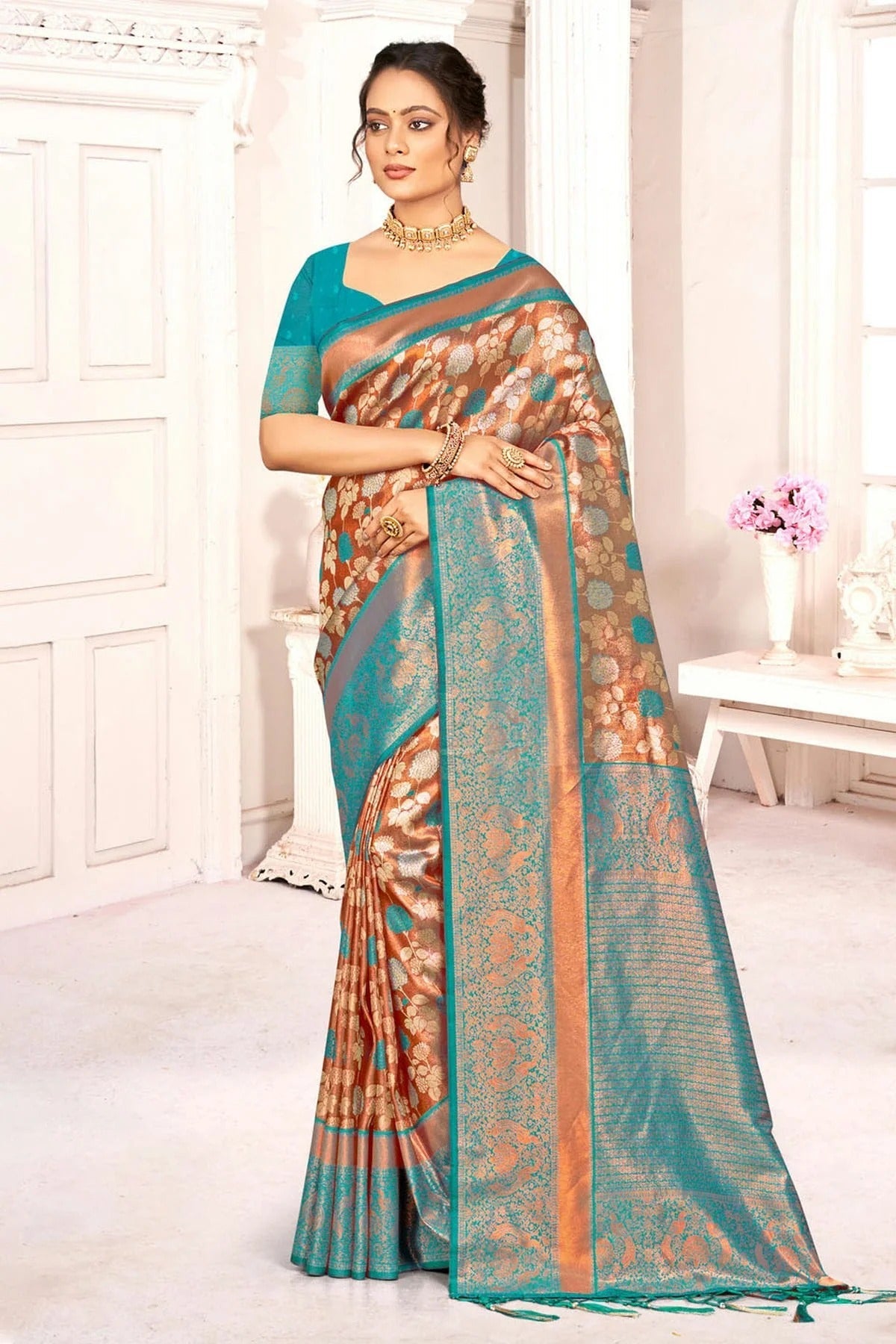 Sky Blue Colour Woven Work Kanjivaram Silk Saree SD1102056