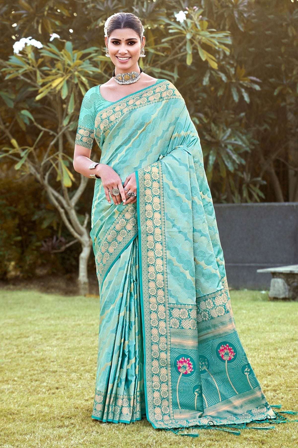 Sky Blue Colour Woven Work Silk Saree SD1101692