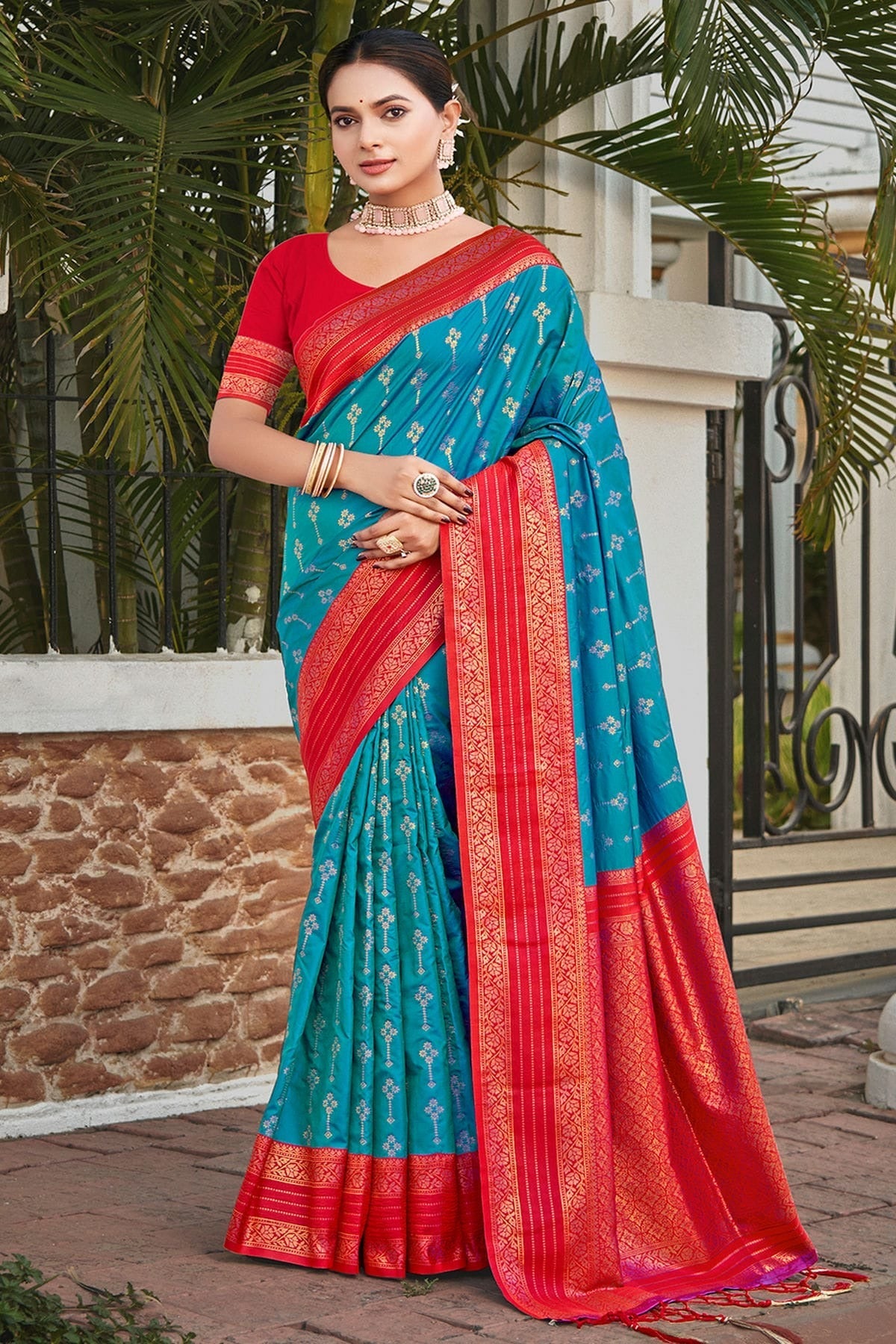 Sky Blue Colour Woven Work Silk Saree SD1102221