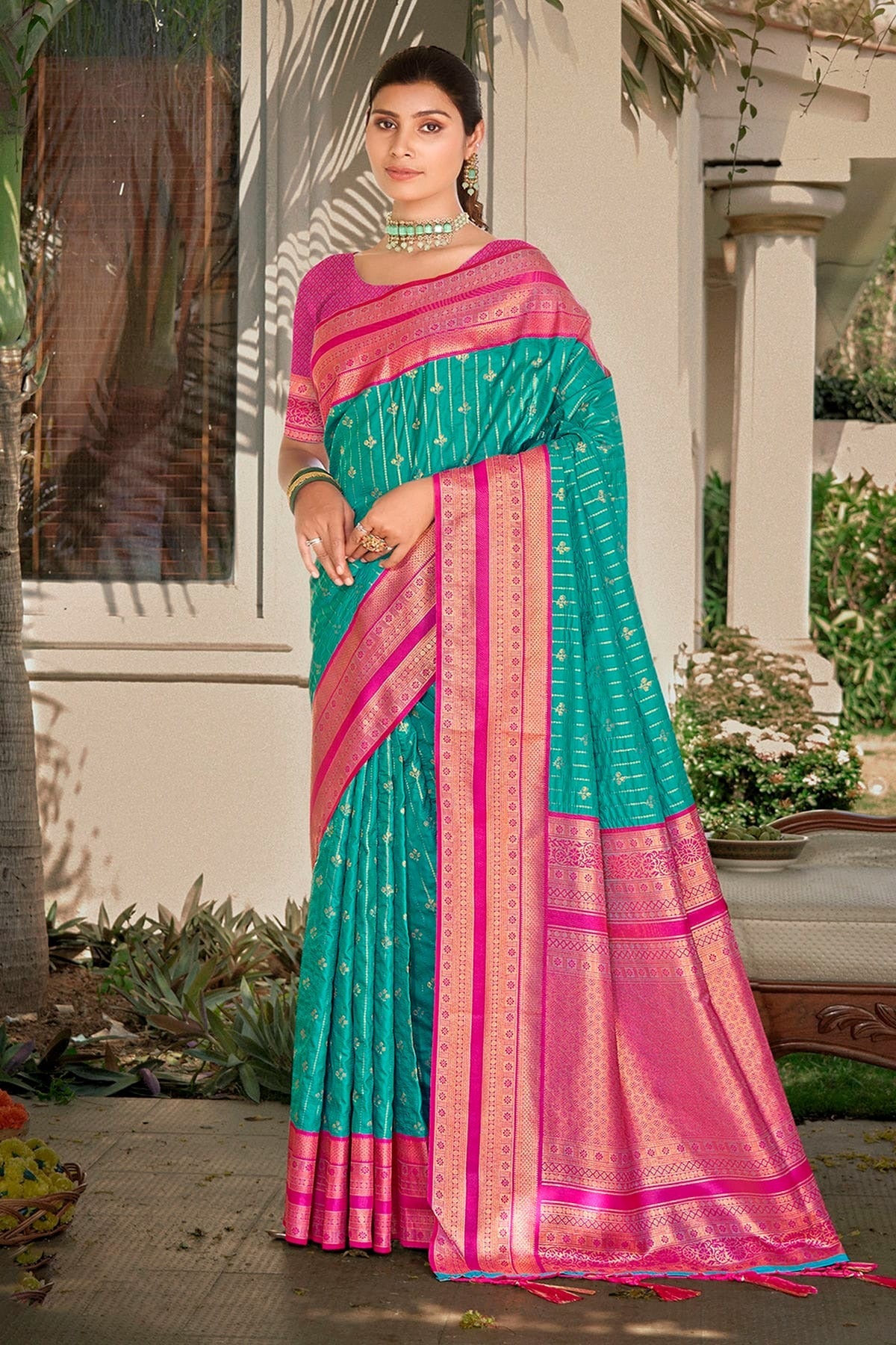 Sky Blue Colour Woven Work Silk Saree SD1102267