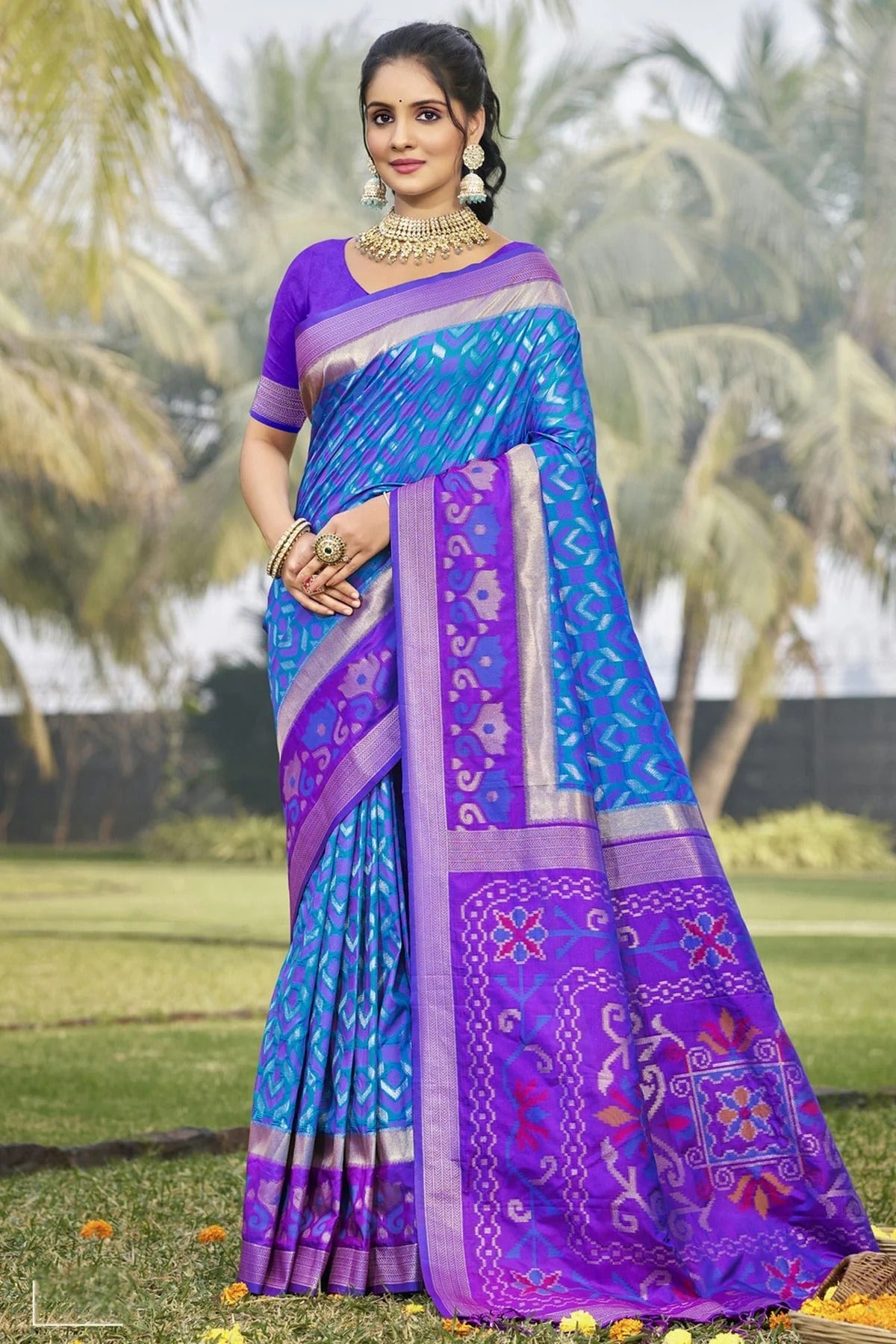 Sky Blue Colour Woven Work Silk Traditional Saree SD1103314