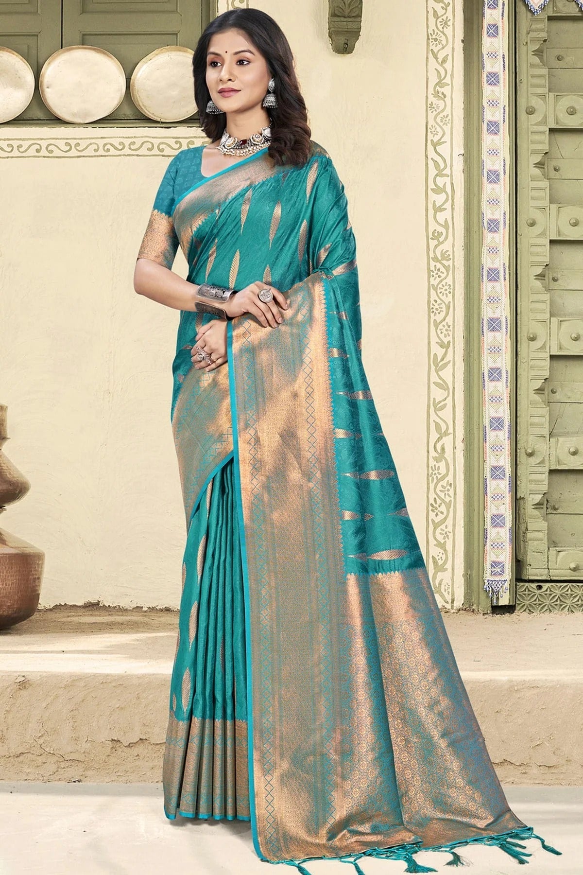 Sky Blue Colour Woven Work Silk Traditional Saree SD1103358