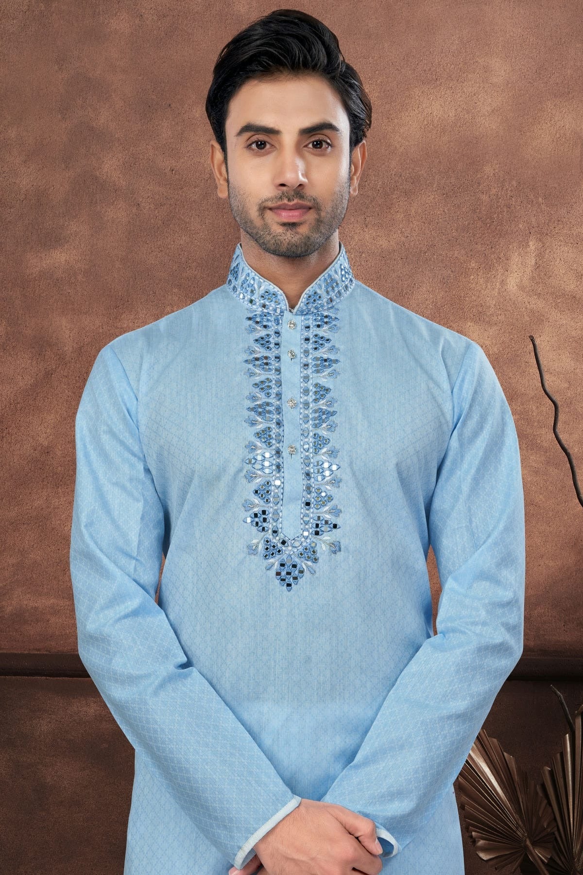 Sky Blue Cotton Kurta Pajama KP1040694 A