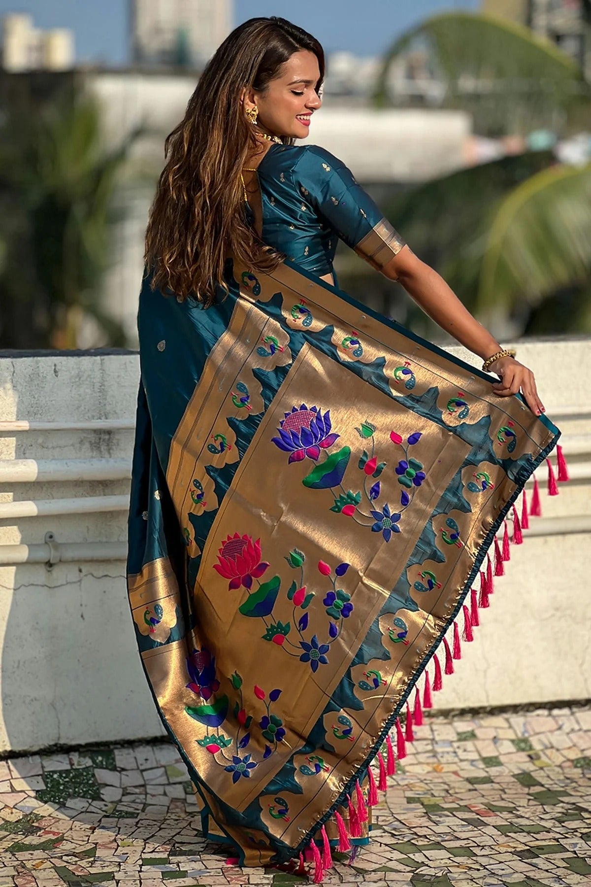Teal Blue Colour Paithani Silk Paithani Saree SD1110957 A