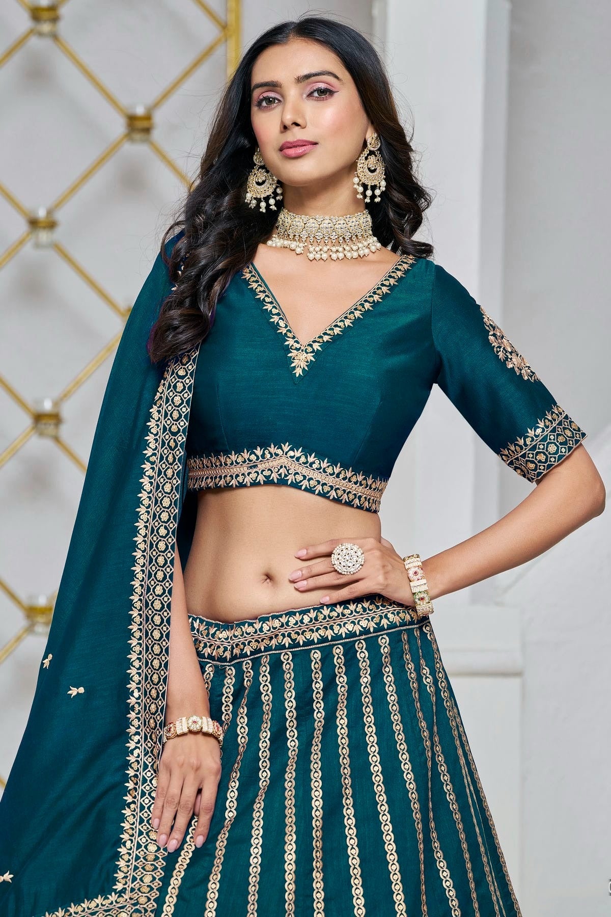 Teal Colour Art Silk Lehenga Choli LC1050643 B