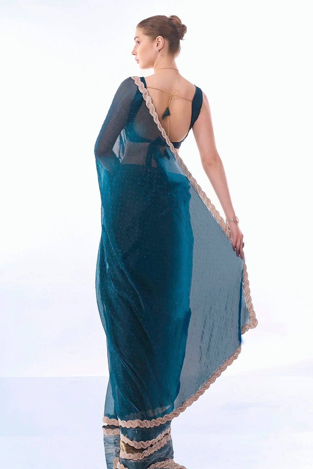 Teal Colour Burburry Saree SD1110437 A