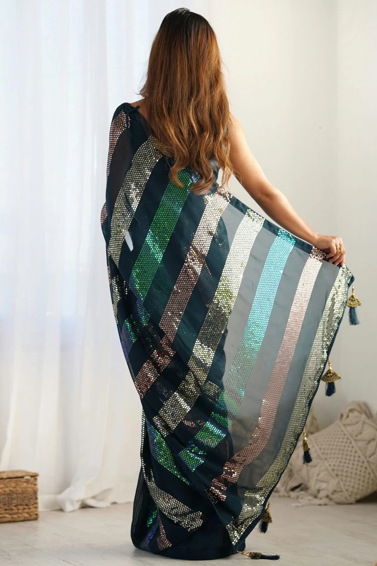 Teal Colour Georgette Designer Saree SD1111948 A
