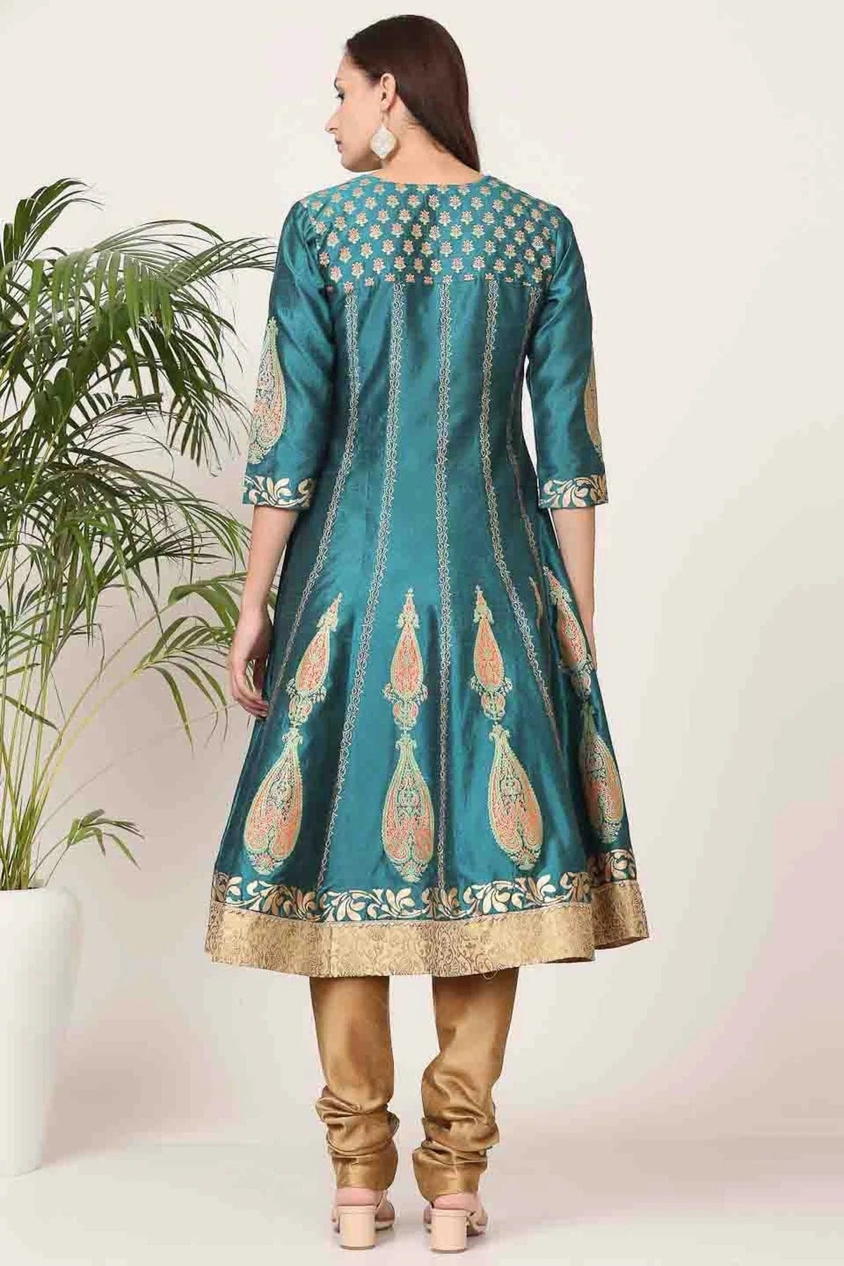 Teal Colour Silk Stitched Suit SS1112904 A