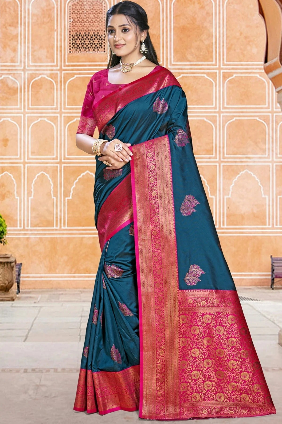 Teal Colour Silk Woven Work Traditional Saree SD1103136