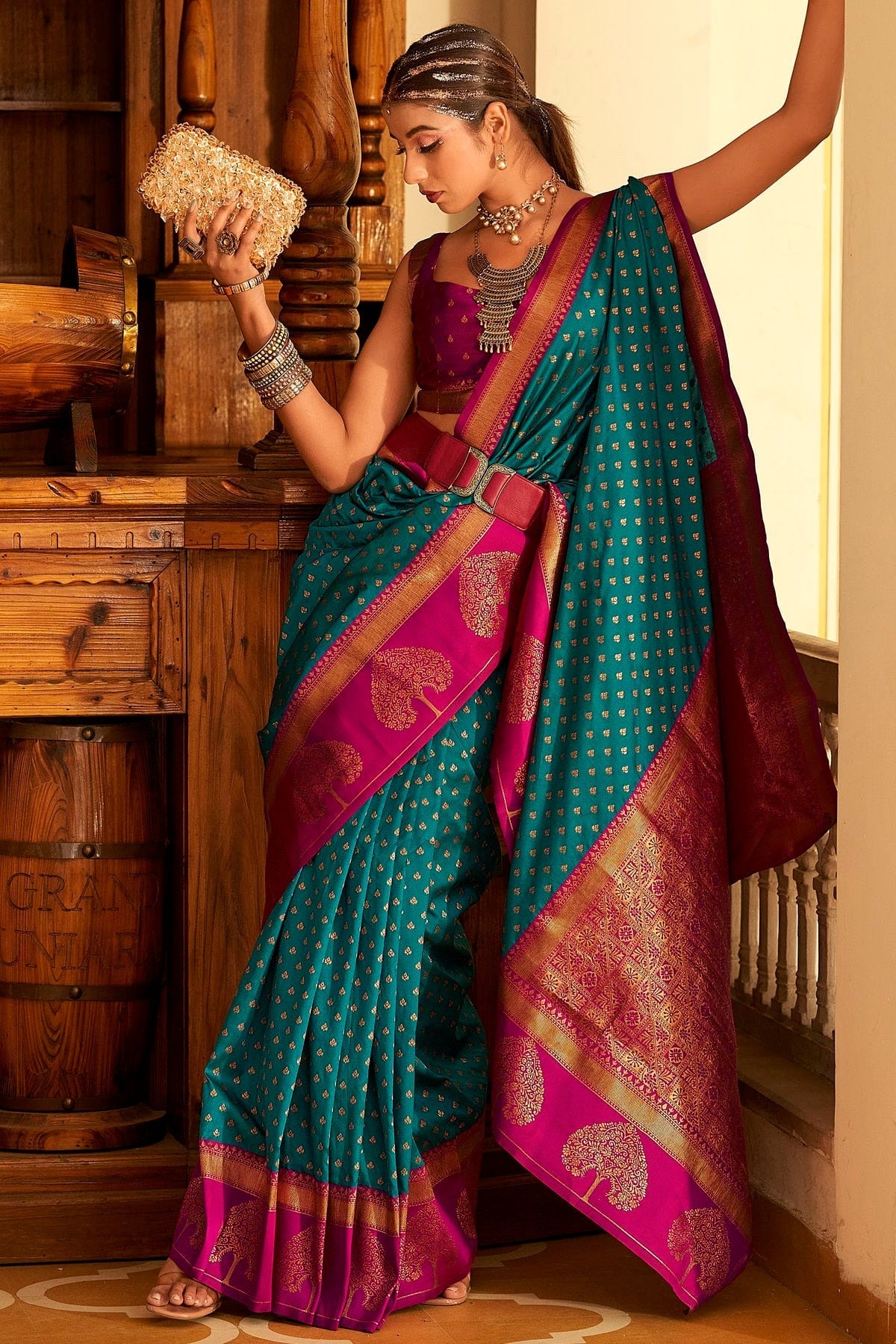 Teal Colour Soft Banarasi Silk Woven Work Saree SD1290092 A