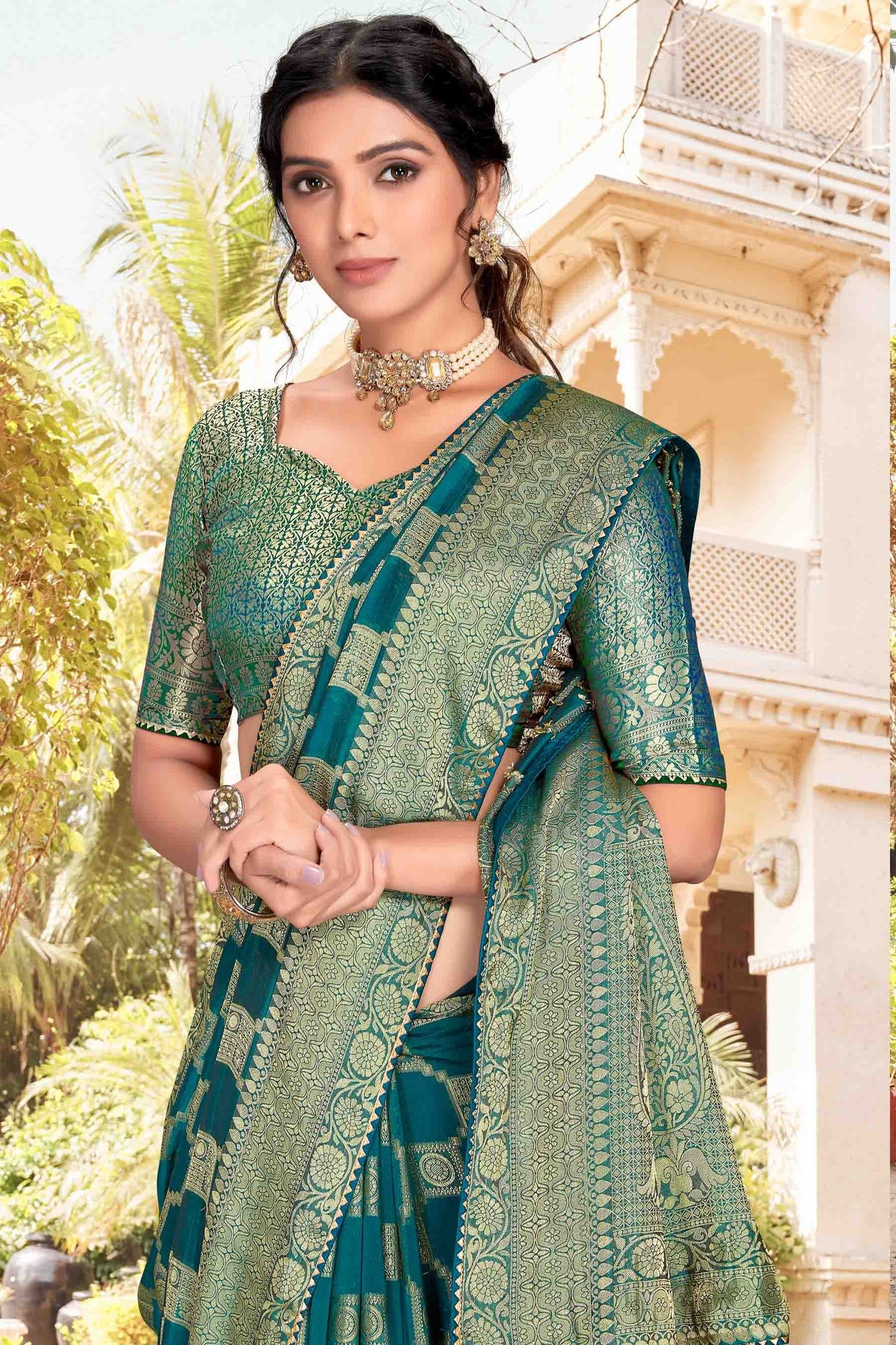 Teal Colour Soft Silk Designer Saree SD1121244 A
