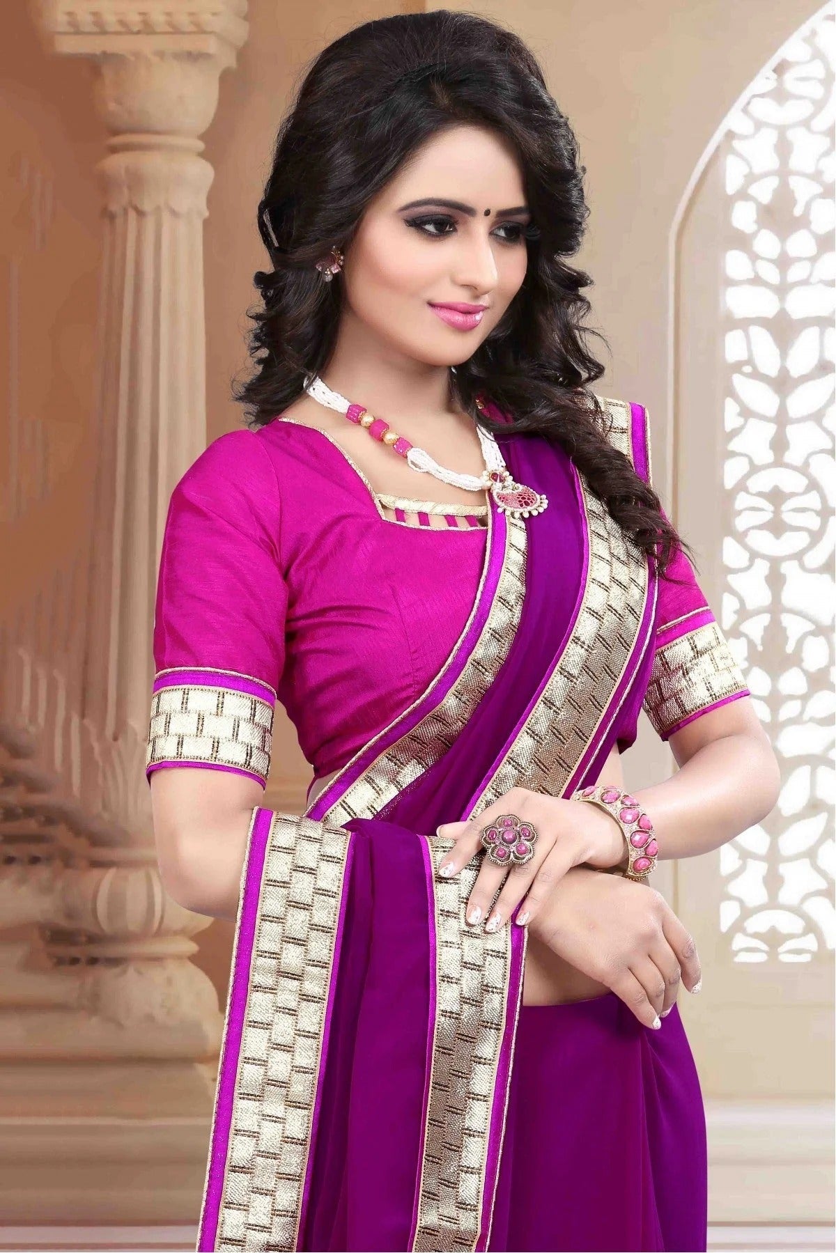 Violet Colour Georgette Saree SD1120763 A