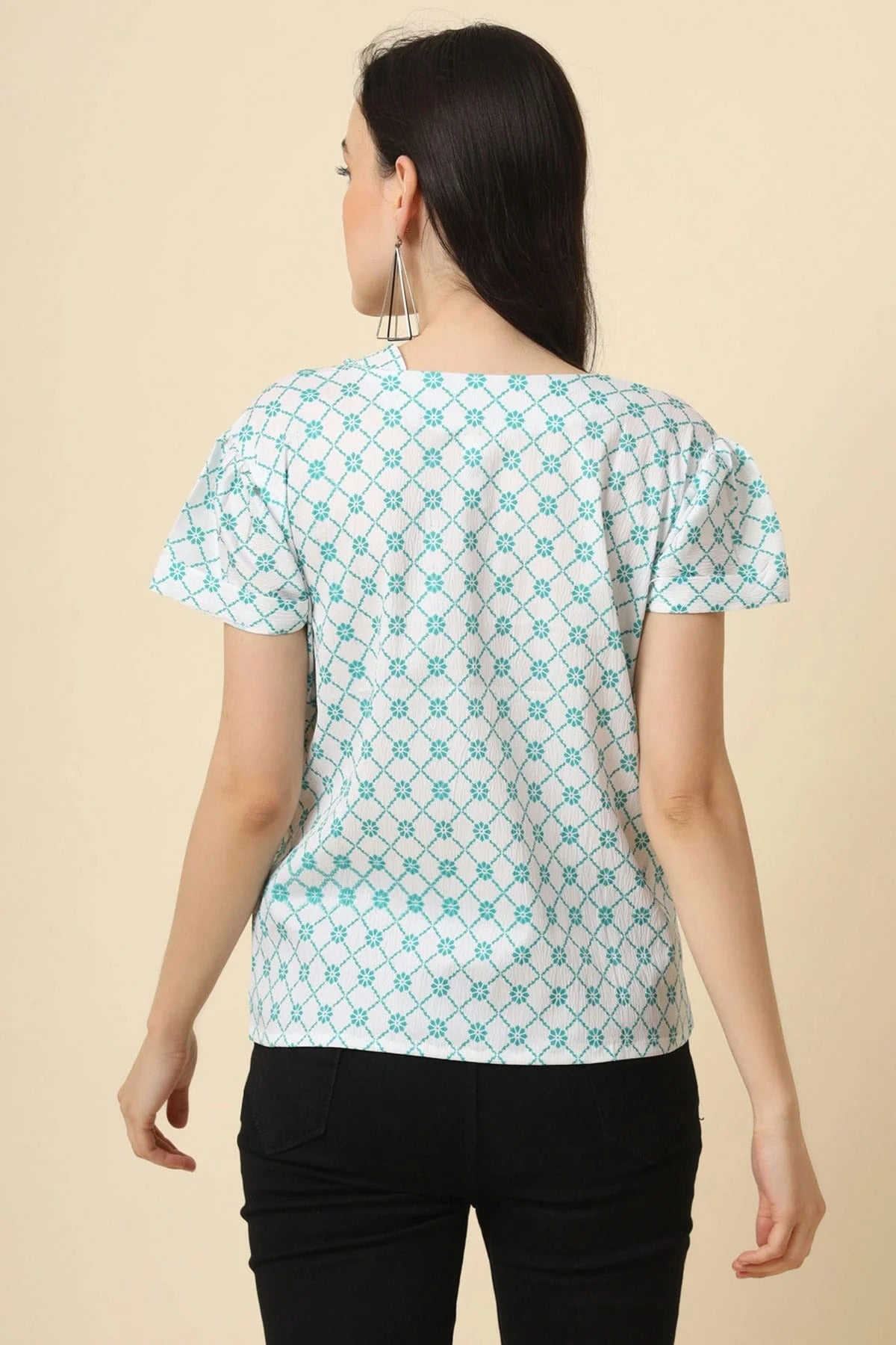 White Colour Crepe Readymade Top TP1110834 A