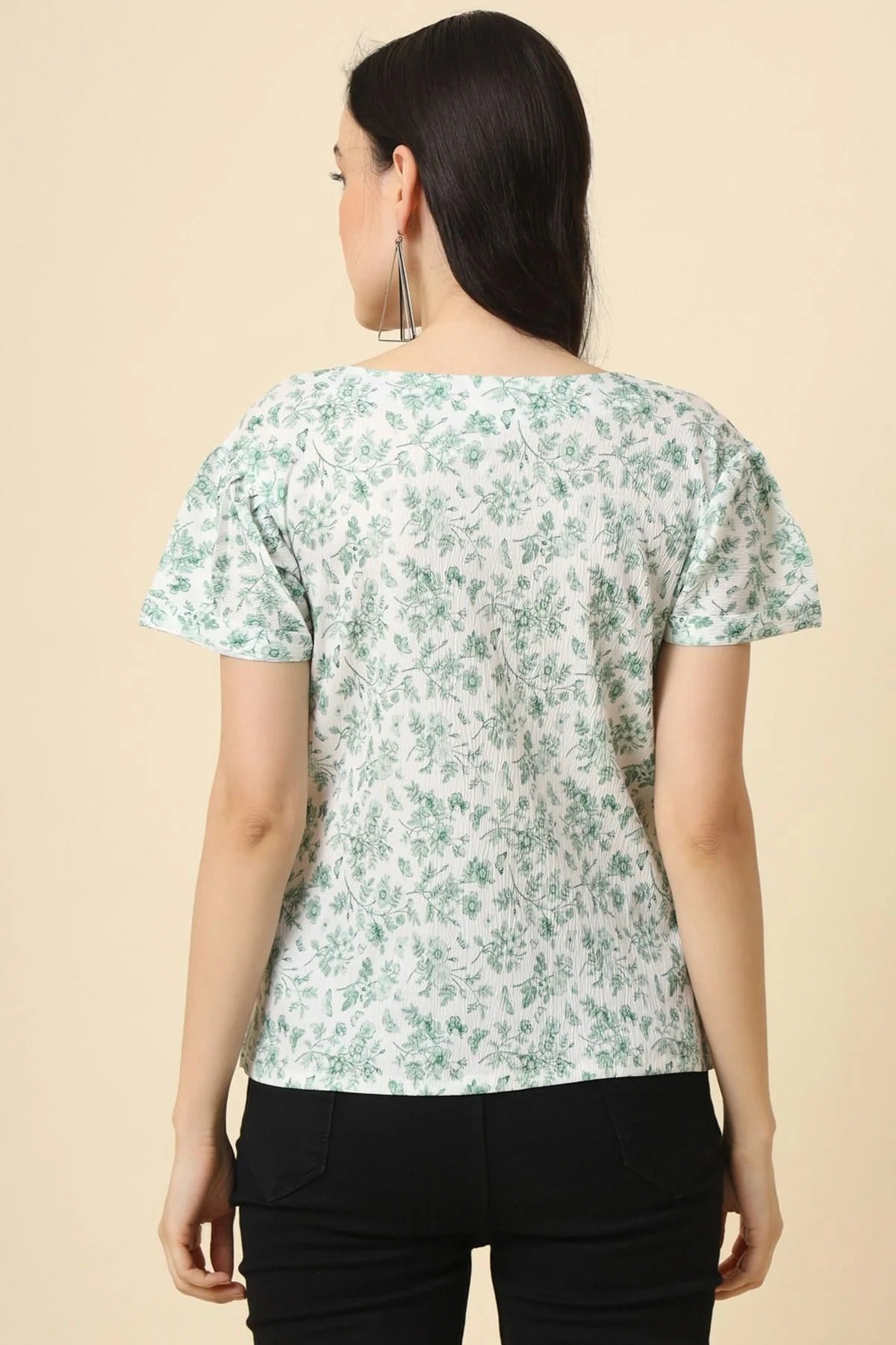 White Colour Crepe Readymade Top TP1110837 A