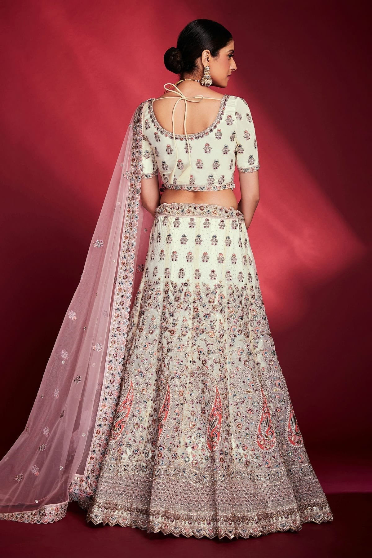 White Colour Embroidery Soft Silk Lehenga Choli LD1080717 A