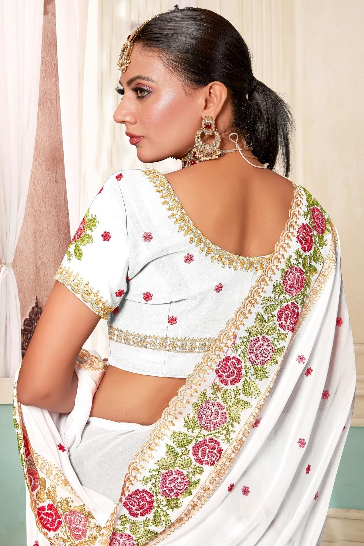White Colour Georgette Designer Saree LC1121482 A