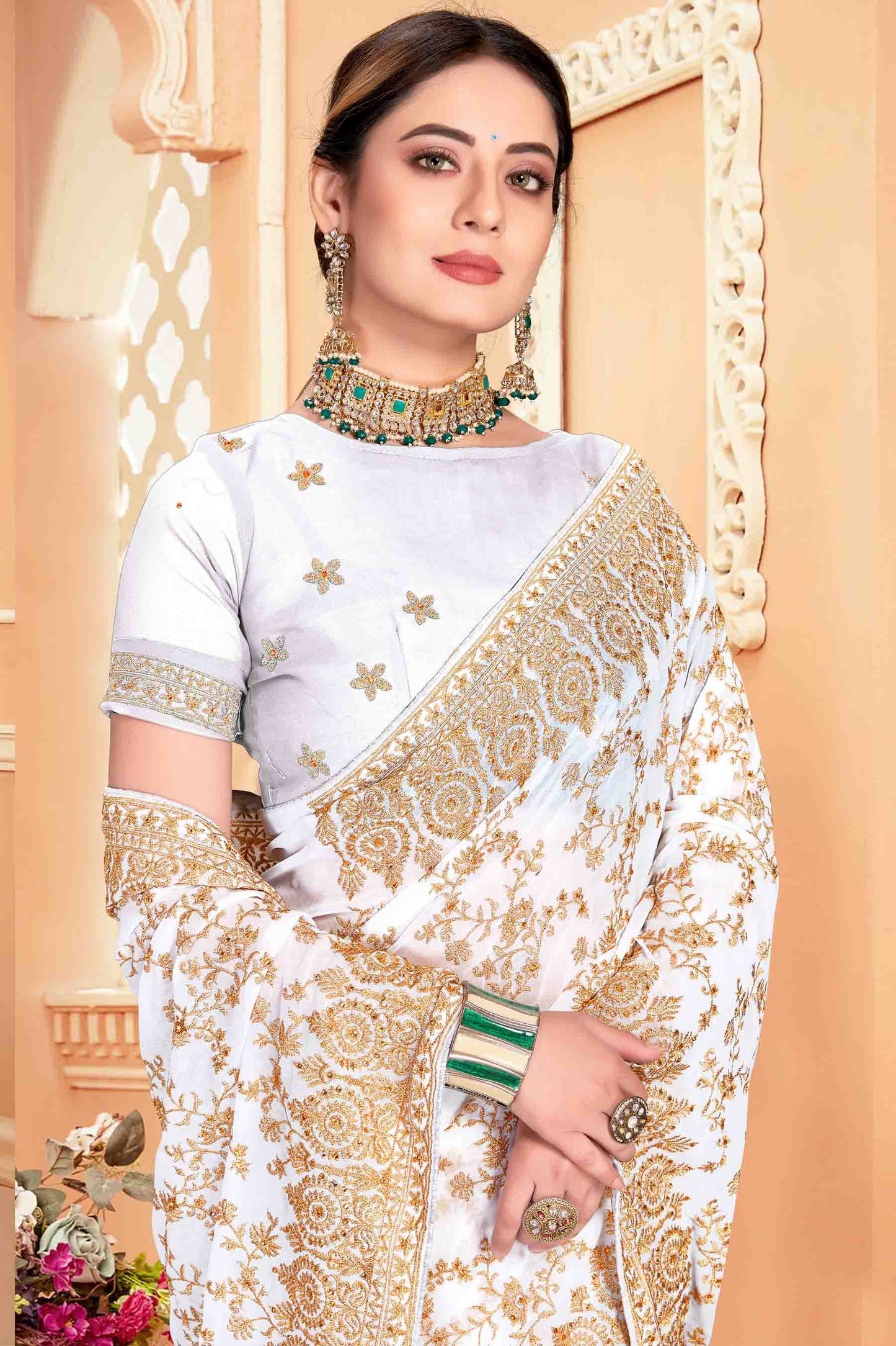 White Colour Georgette Designer Saree SD1090563 A