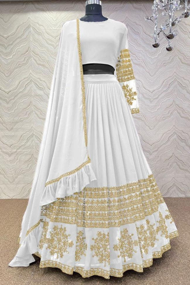 White Colour Georgette Embroidery Lehenga Choli LC1020160
