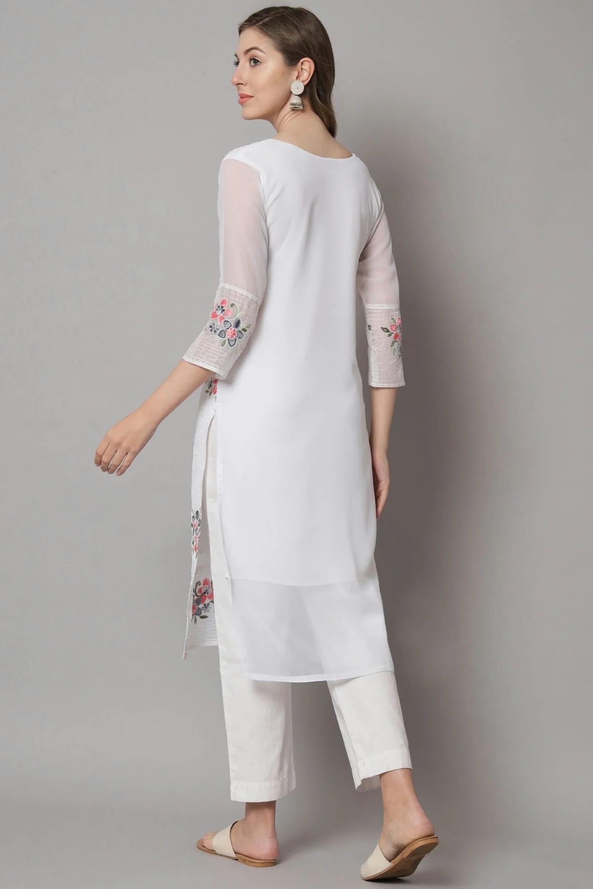 White Colour Georgette Kurti KR1111208 A