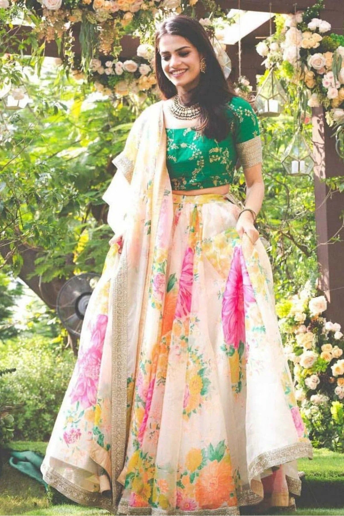White Colour Khadi and Organza Lehenga Choli LC1010016