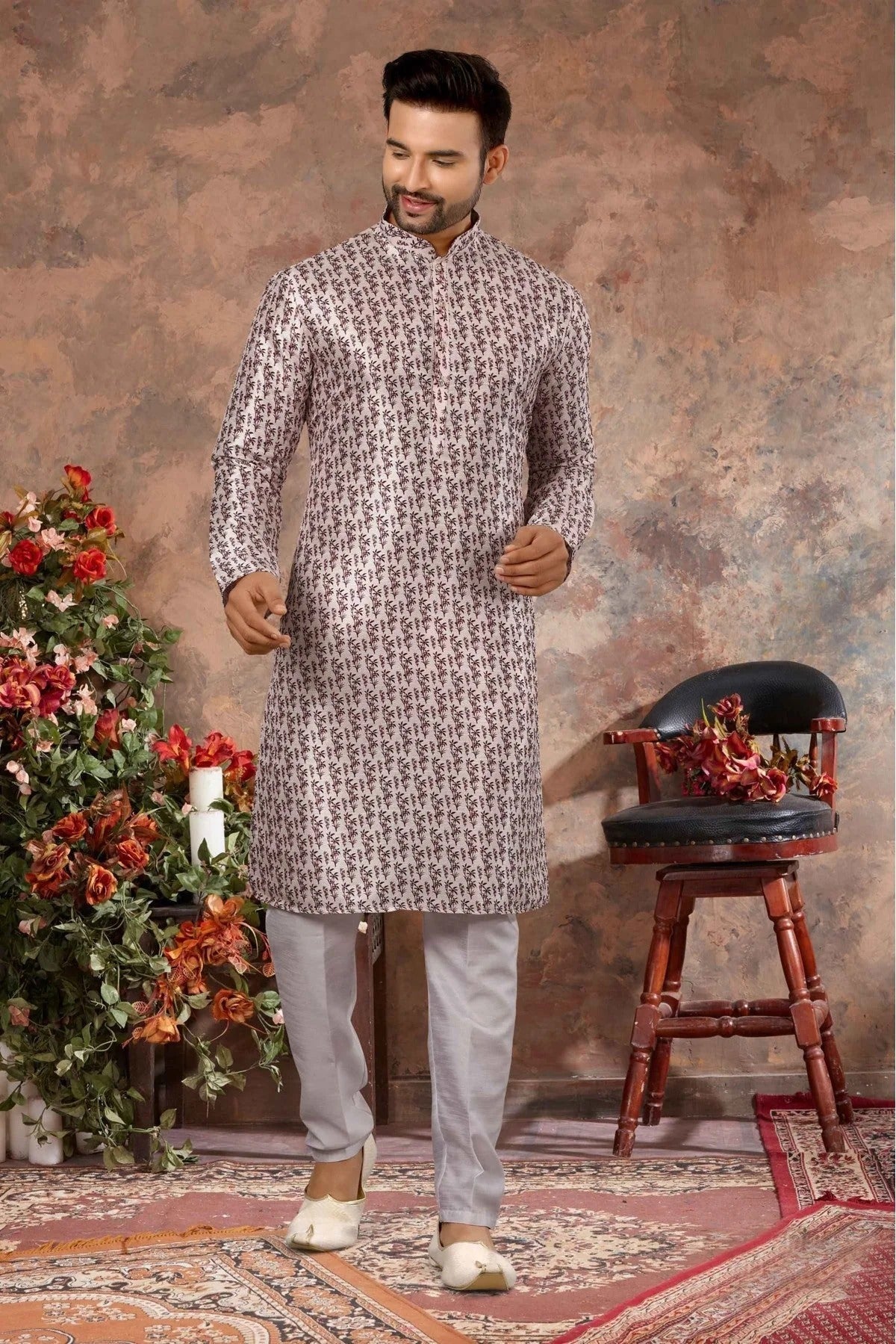 White Colour Kurta Pajama In Silk Fabric KP1040121