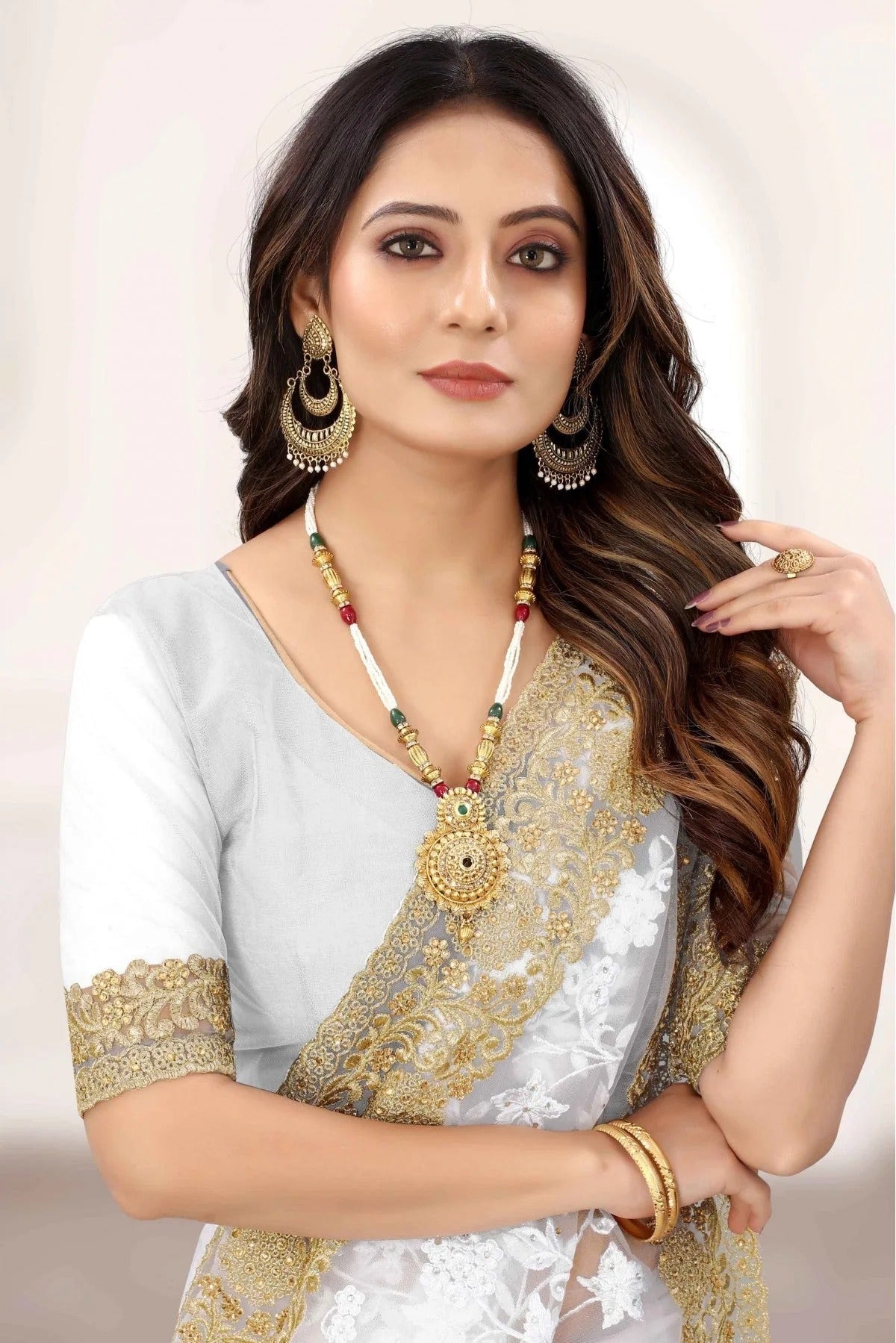 White Colour Net Designer Saree SD1120839 A