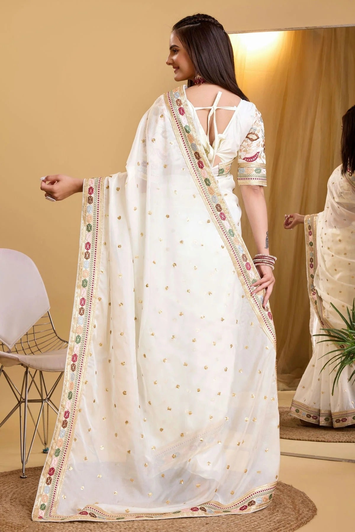 White Colour Organza Saree SD1110014 A