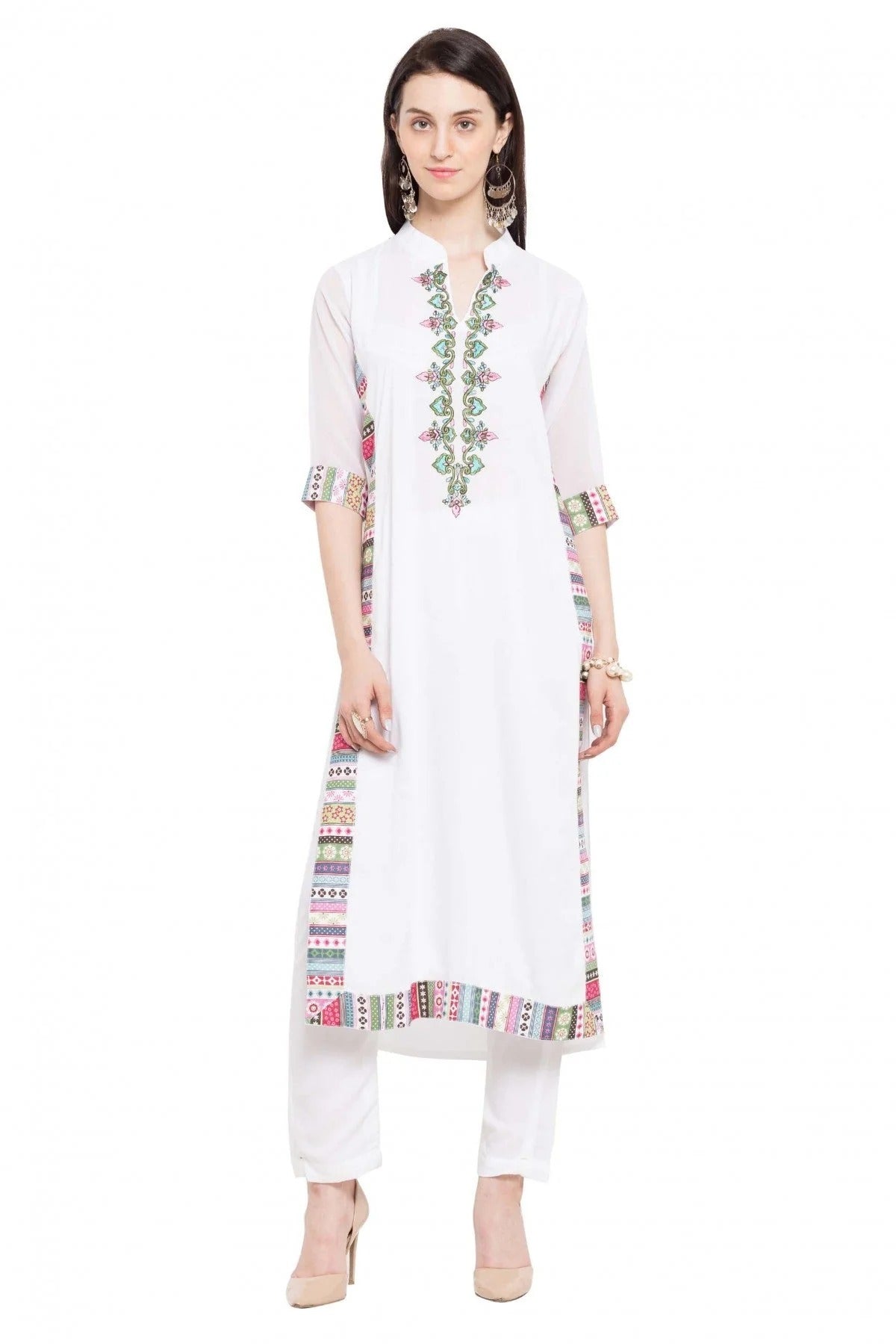White Colour Plus Size Cotton Kurti KR1070425