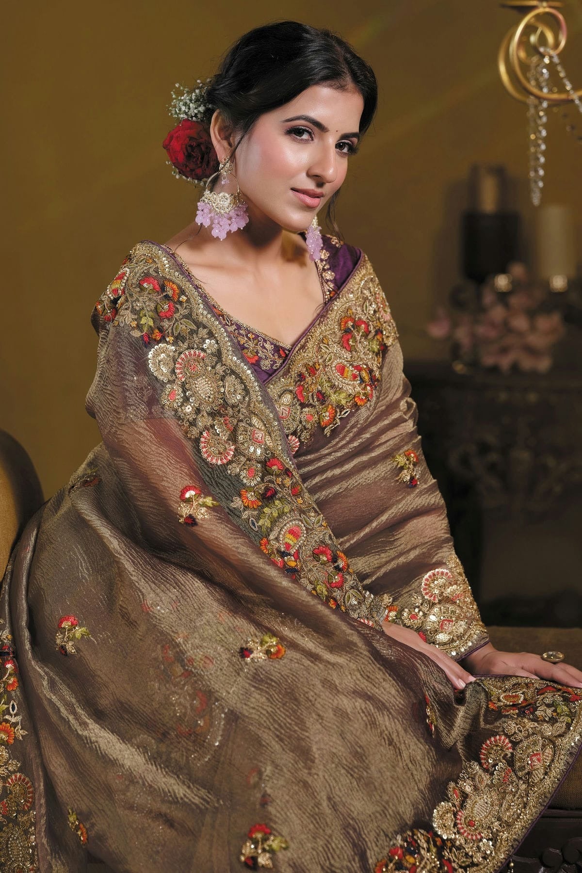 Wine Colour Banarasi Designer Saree SD1112598 A