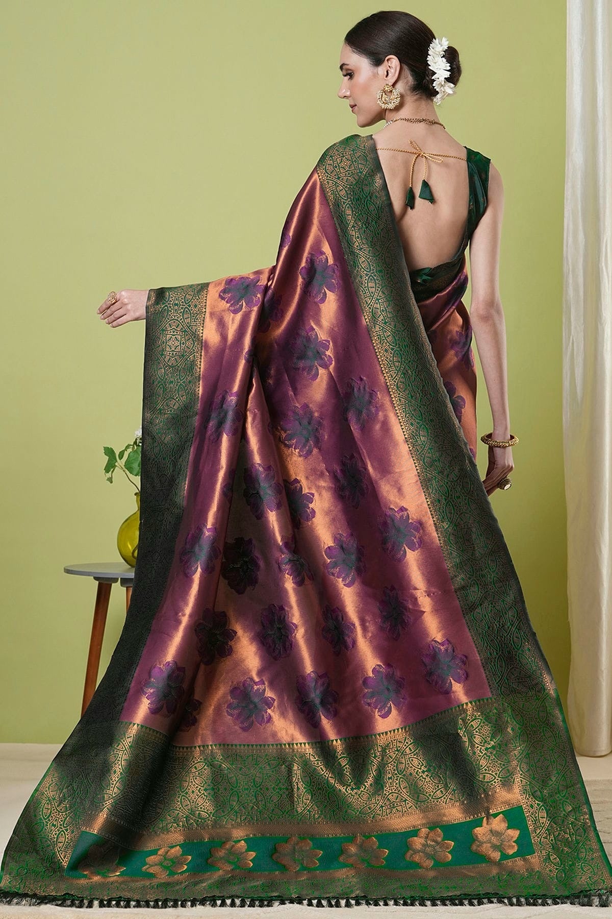 Wine Colour Banarasi Silk Traditional Saree SD1112637 A