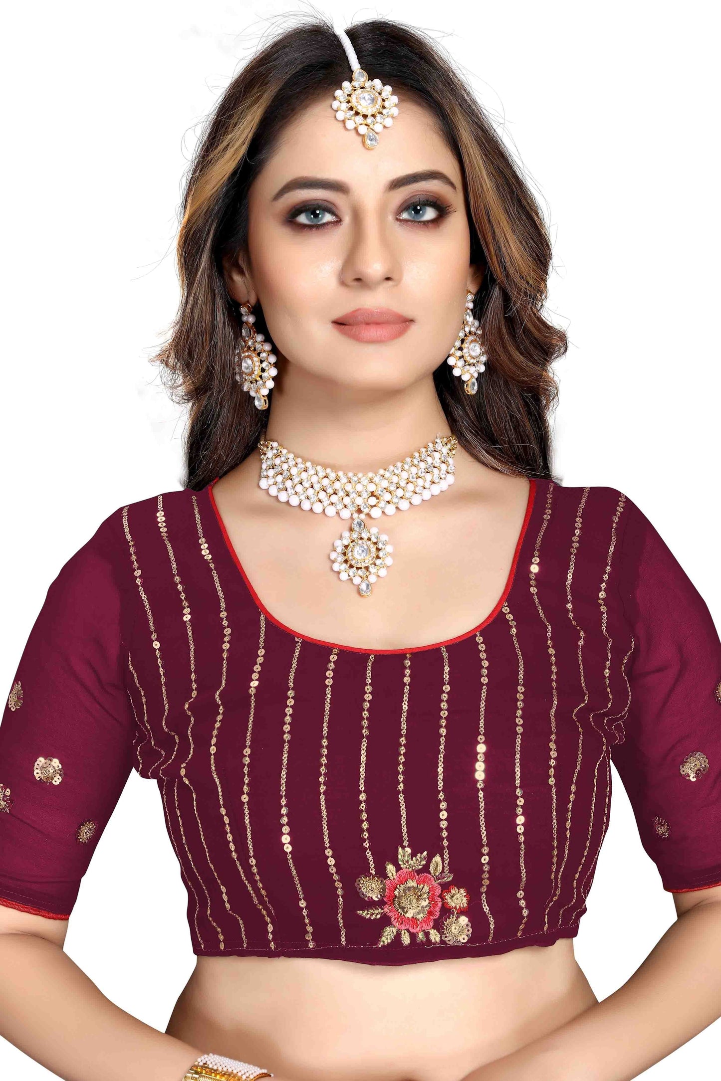 Wine Colour Georgette Designer Saree SD1090574 B