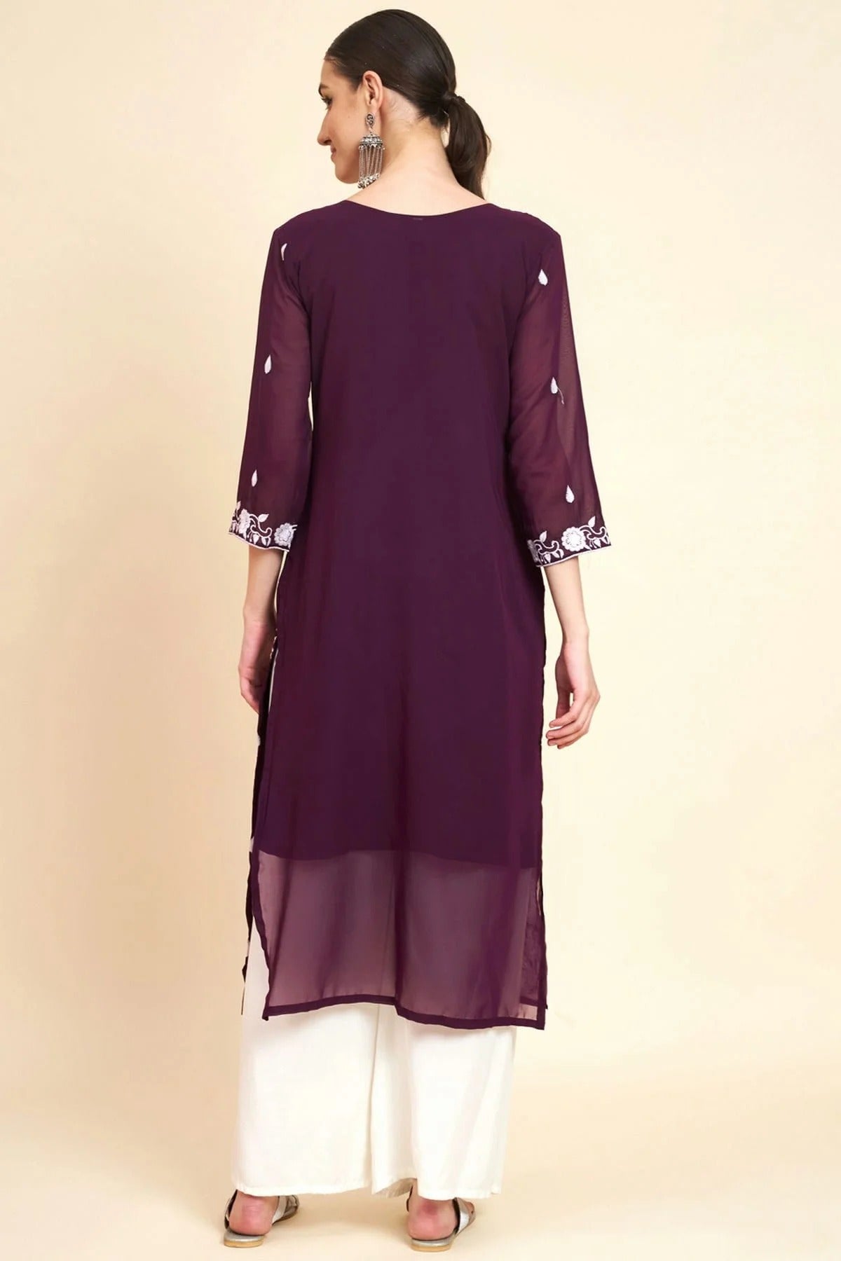 Wine Colour Georgette Kurti KR1111048 A