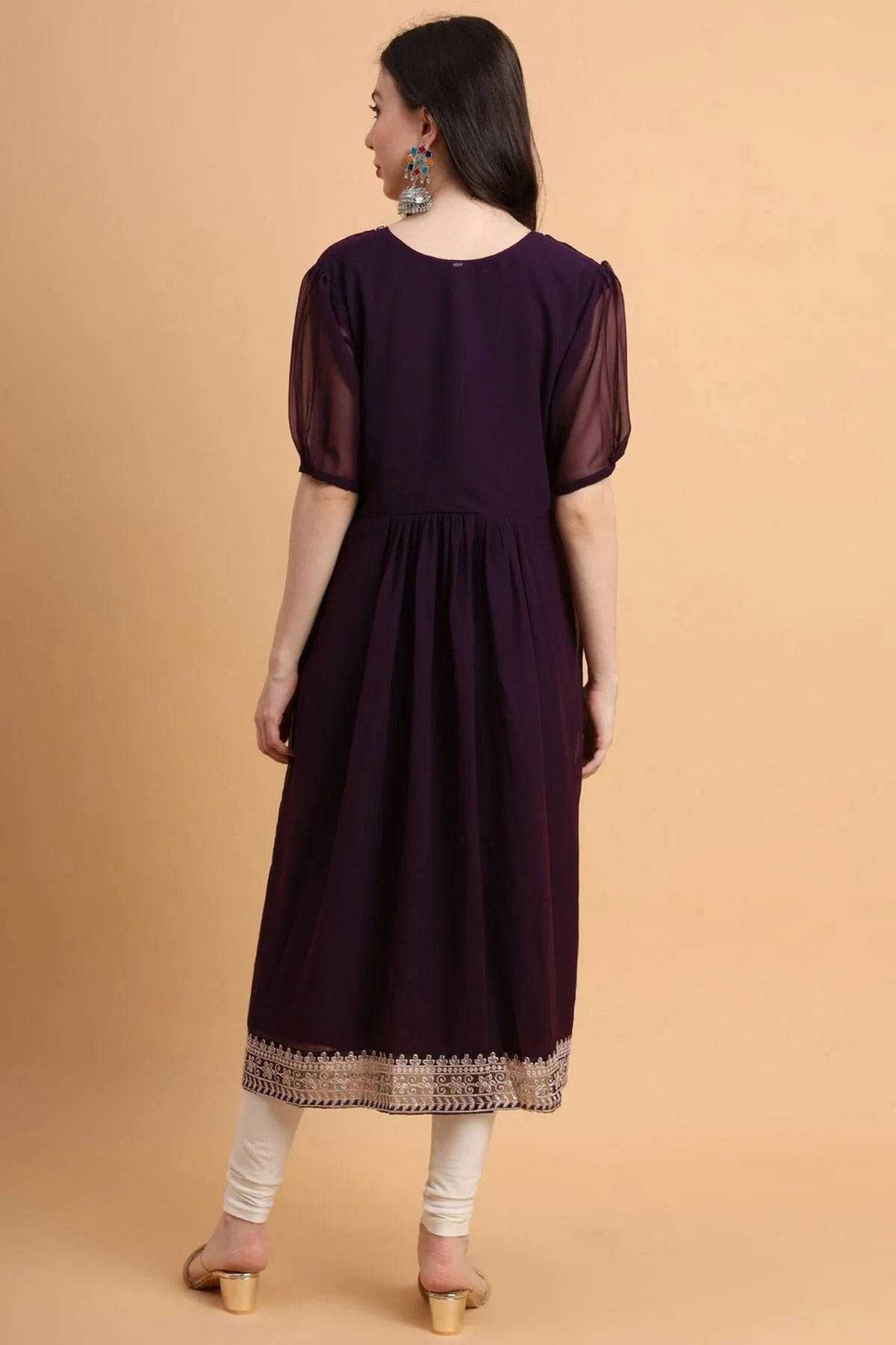 Wine Colour Georgette Kurti KR1111168 A
