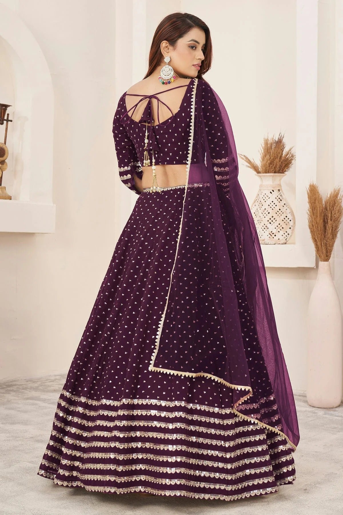 Wine Colour Georgette Lehenga Choli LC1010273 1