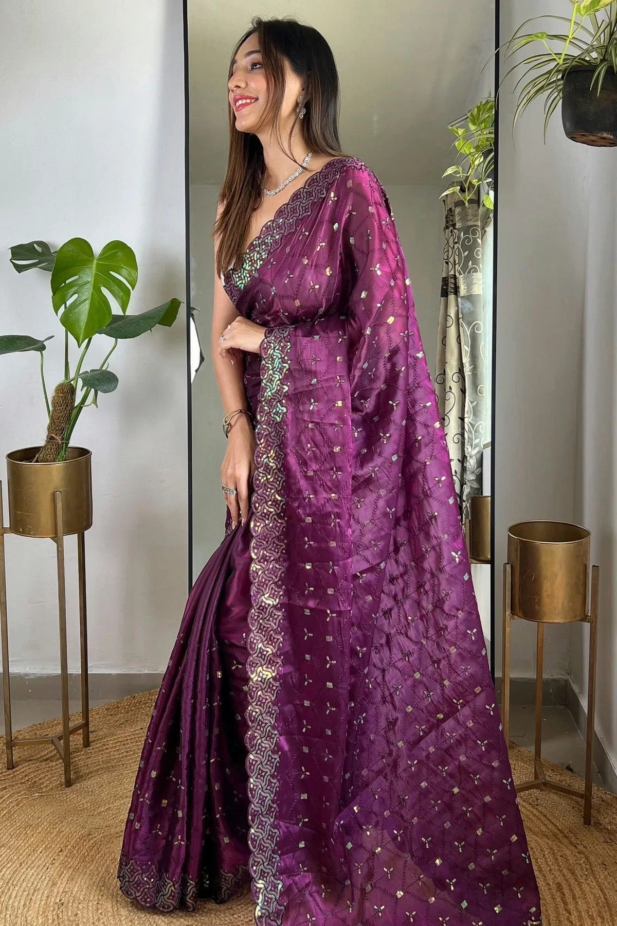 Wine Colour Jimmy Choo Designer Saree SD1111756 A