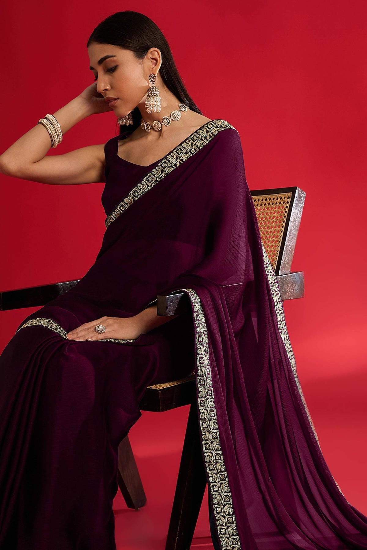 Wine Colour Rangoli Silk Printed Saree