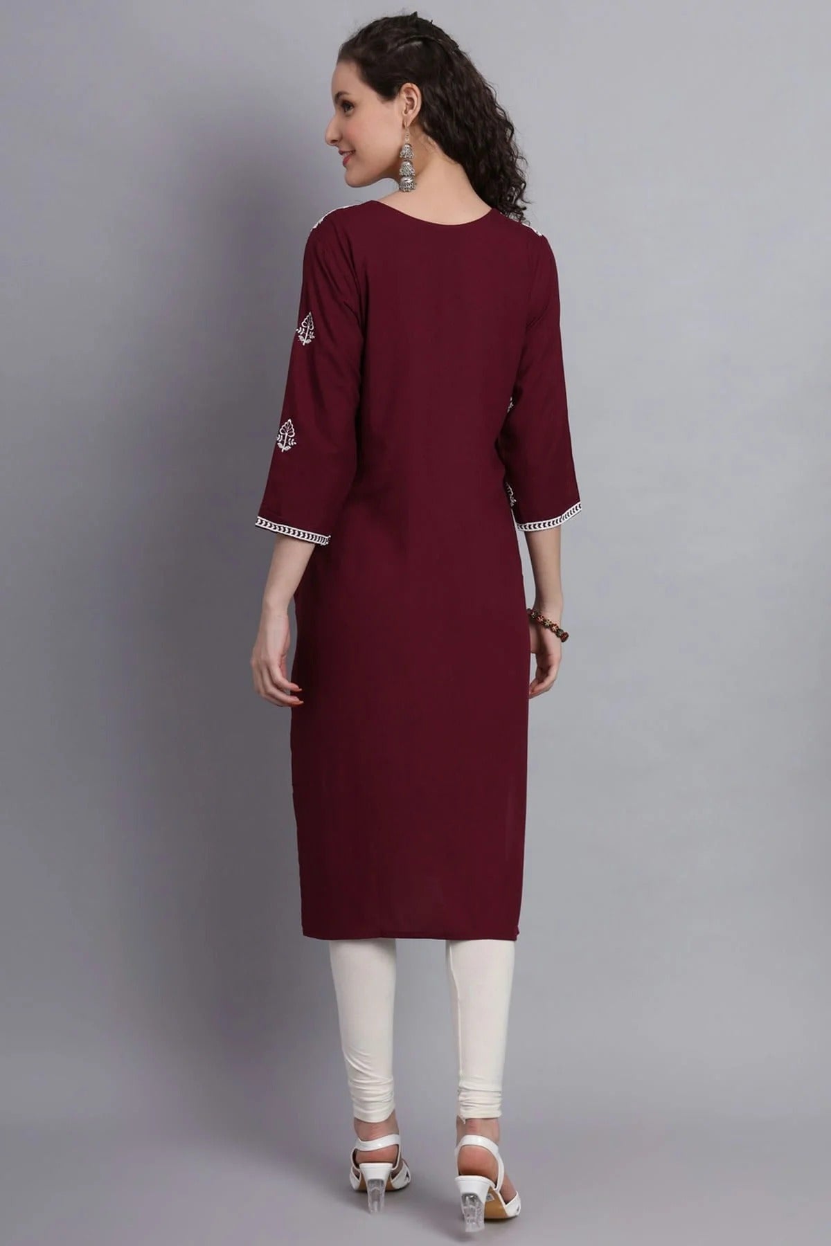 Wine Colour Rayon Kurti KR1111126 A