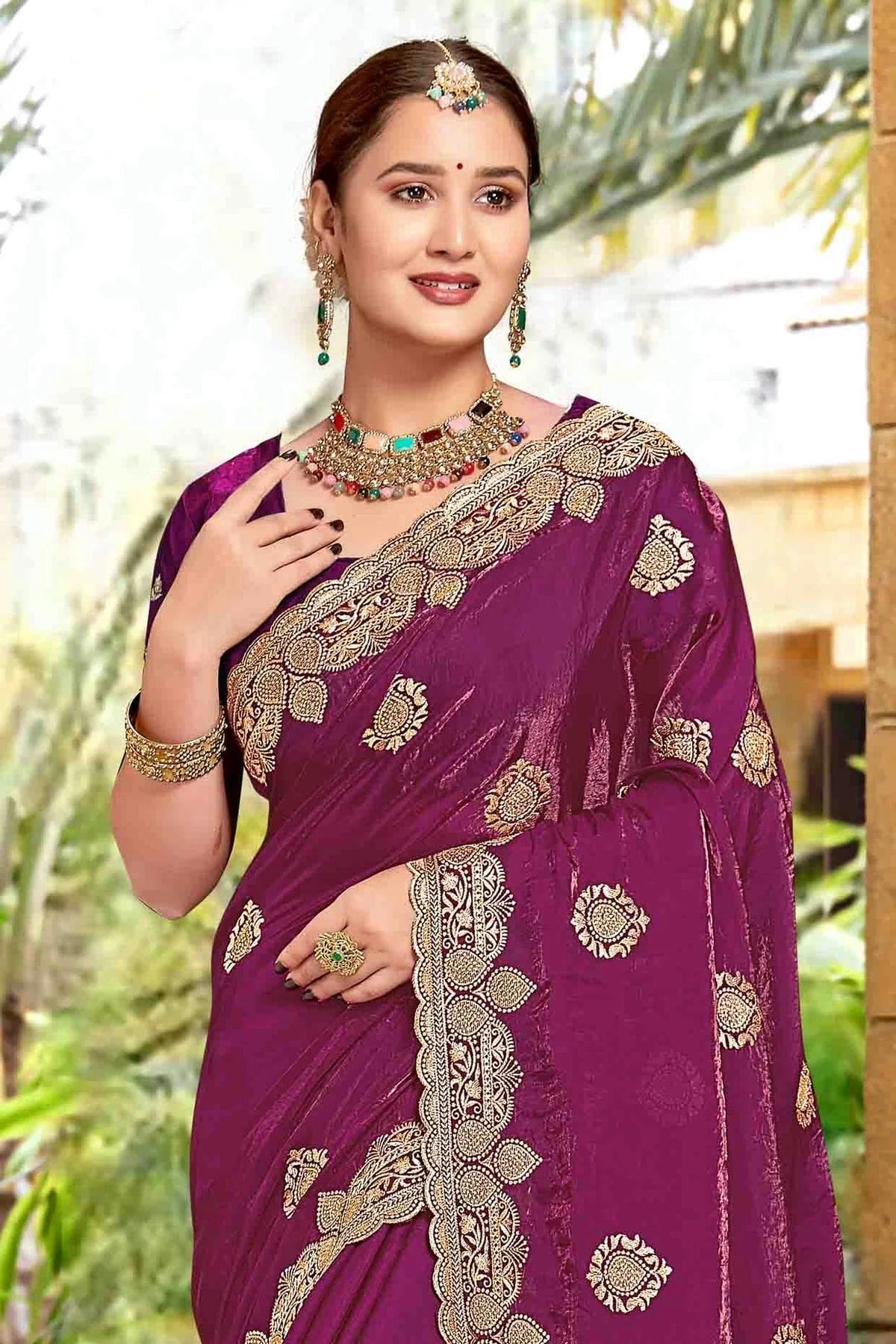 Wine Colour Silk Designer Saree SD1121973 B